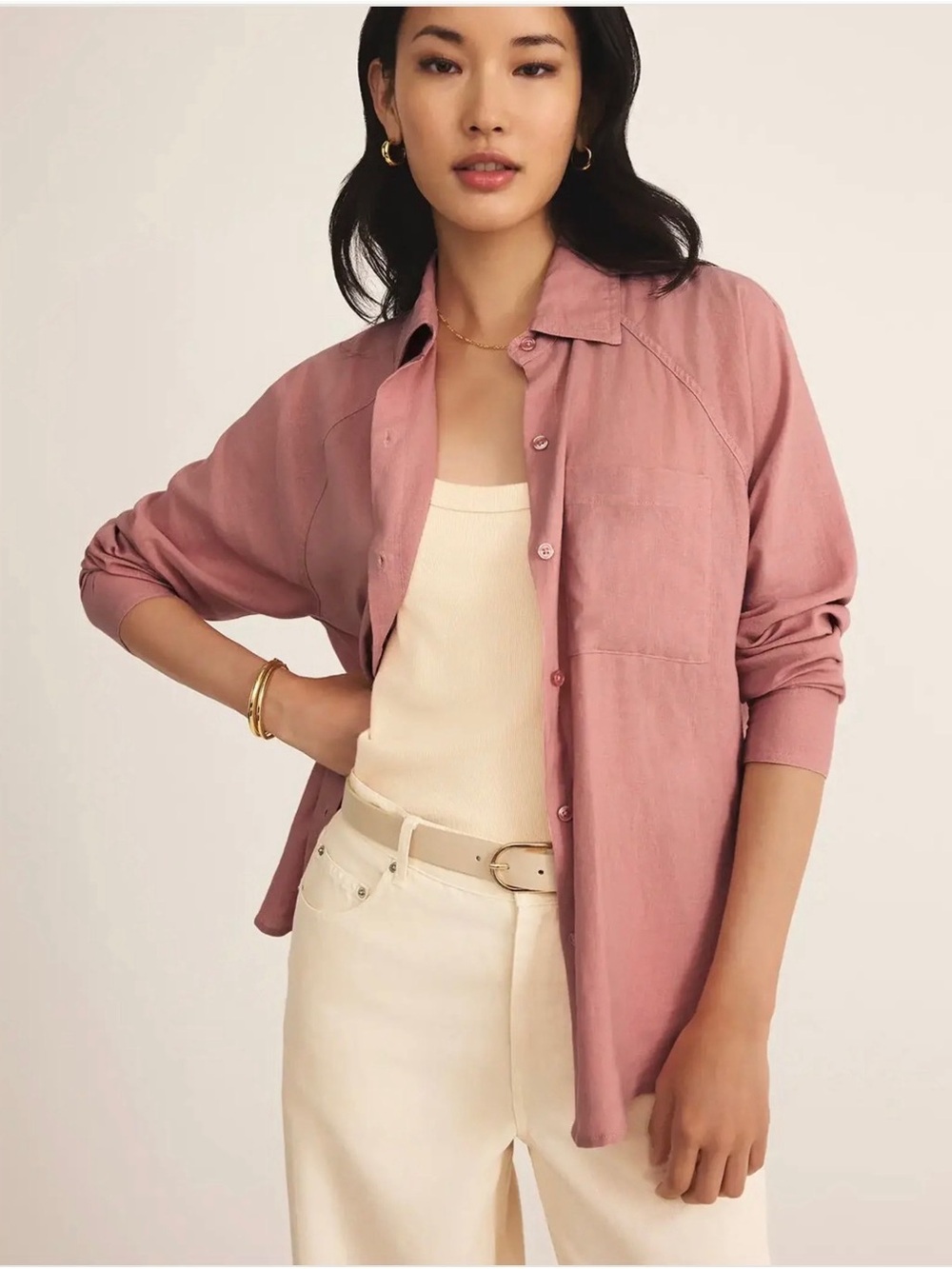 Z Supply Perfect Linen Top – Pink Smoke – Size XL